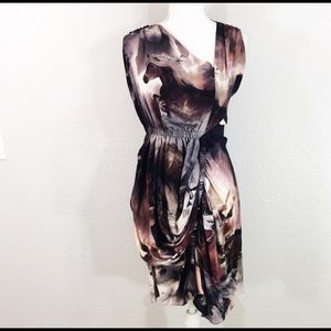 All Saints Spitalfields horse print asymmetric silk dress